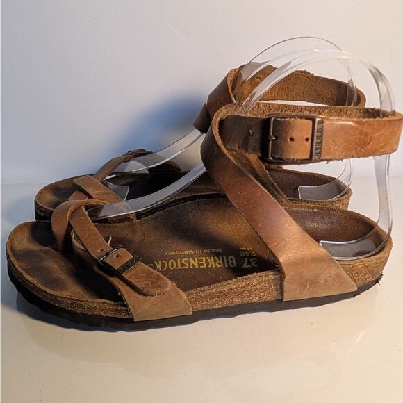 BIRKENSTOCK Yara Oiled Leather Ankle Strap Sandal Habana Brown Women's 6-6.5/37 - Picture 6 of 15